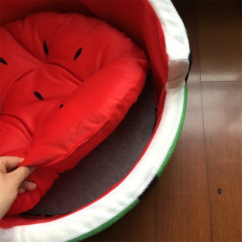 1pc Cute Kennel House Warm Cotton Watermelon Modeg Dog Mat Sofa Pet Cat for Dogs Fruit Bed S M L