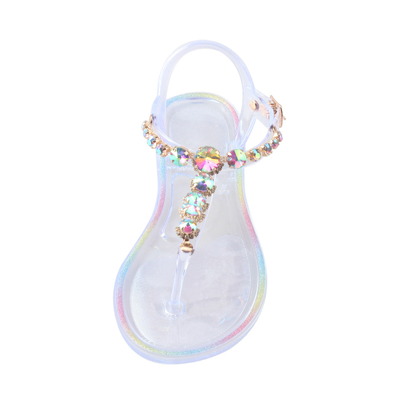 Multicolor Crystal studs jelly sandals women flip flops clear sandales summer jelly shoes transparent clip toe sandalias 2022