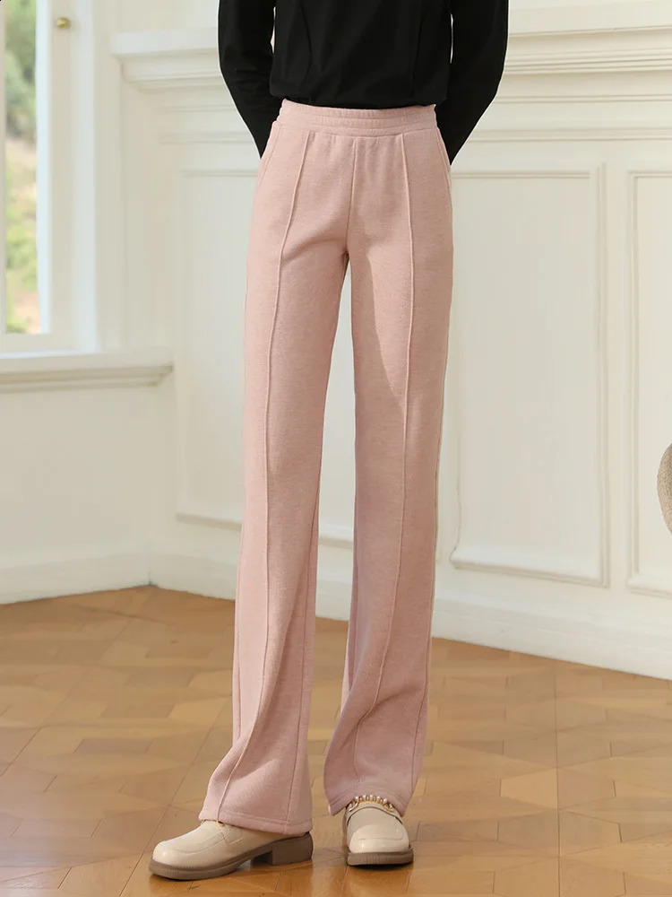 I like your womens elastic casual pants high waisted wool straight and winter loose wide leg solid 240827