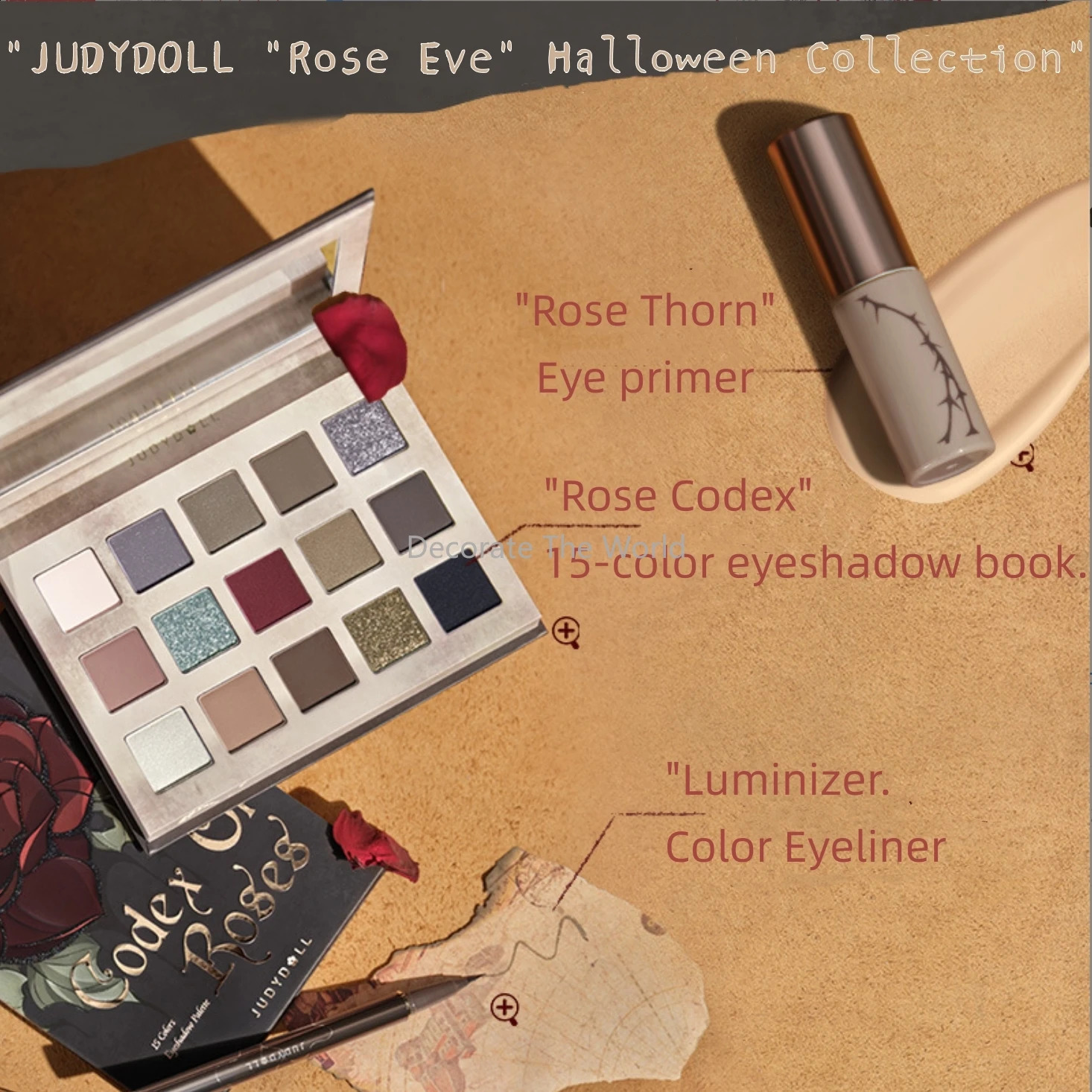 Judydoll Halloween limited edition rose codec 15 color eye shadow book matte earth color shimmer eye makeup eye shadow 240829