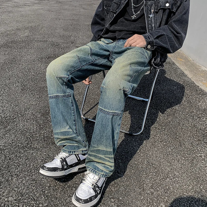 LAPPSTER Washed Y2k Streetwear Stacked Jeans Pants 2023 Striped Korean Fashions Chic Harajuku Hip Hop Brushed Denim 240826Z