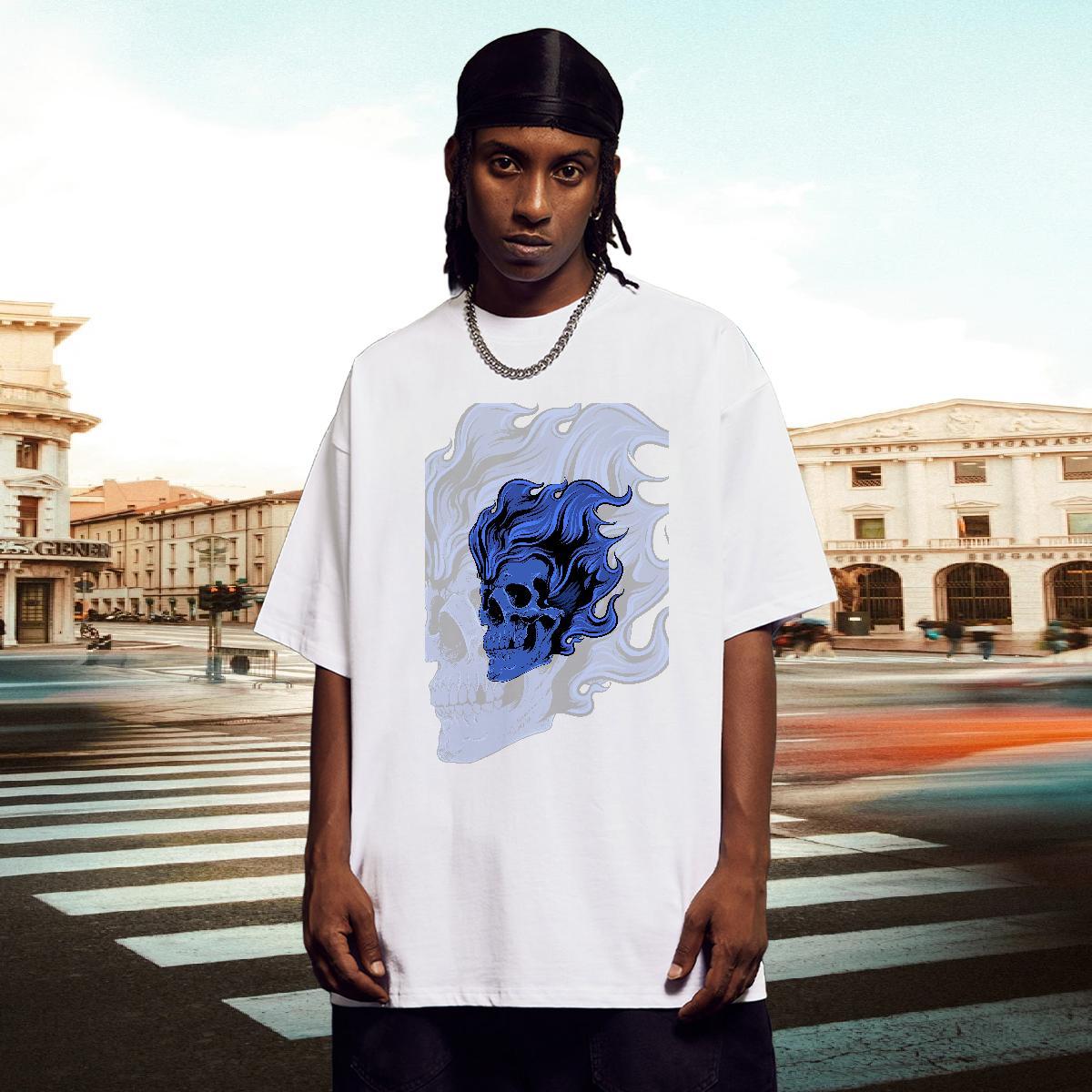 Cool Design Man T Shirts 230g Pure Cotton skull Casual Beach Skull Breathable Soft Men Tshirts Custom Wear