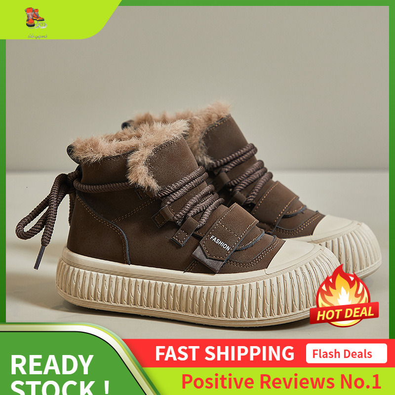 Ddmysports Winter Plush Igh Top White New Korean Edition Ins Female Students Thick Soled Board Trendy Casual Shoes XT OUTDOOR