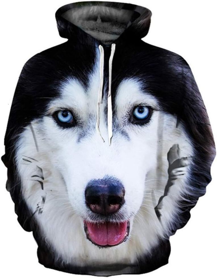 Hoodie for Mens Unisex Animal 3D Siberian Husky Print Blouse Sweatshirt Hooded Pullover with Kangaroo Pocket Graphic Hoodies sweatshirt Pullover Long 