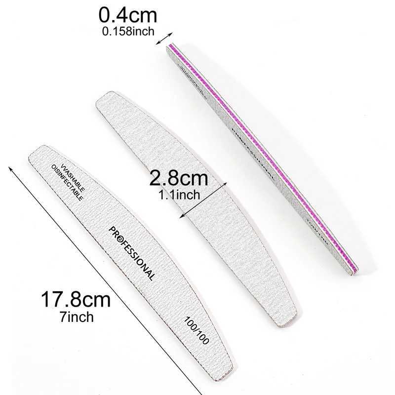 5/10 pieces of professional nail buffer black grey double faced acrylic nail file sandpaper 80 100 180 for UV gel polishing tool W240829
