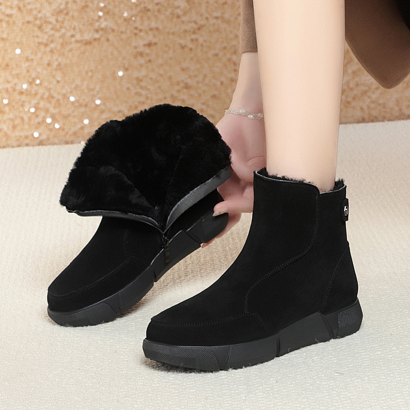 AIYUQI Snow Boots Women Winter 2024 New Genuine Leather Women's Marton Boots Large Size Wool Warm Non Slip Women's Booties