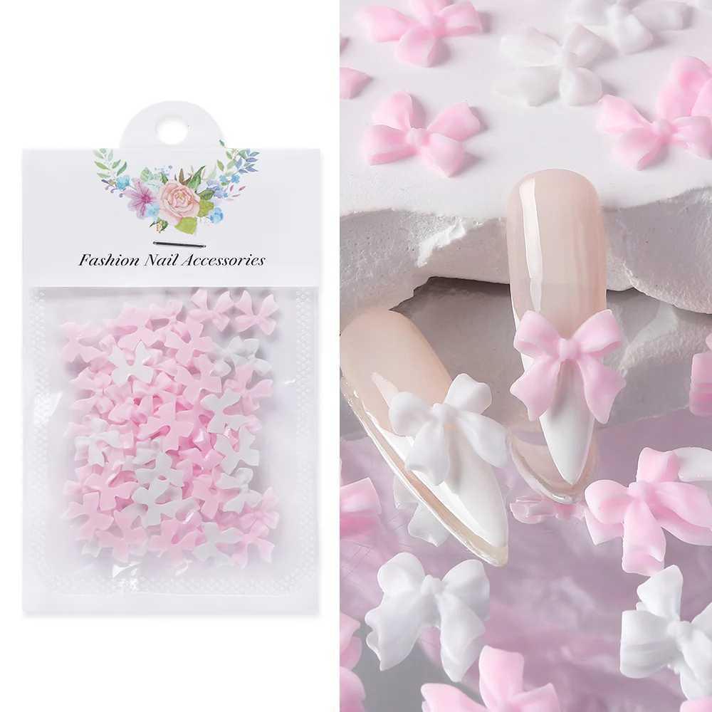 50 pieces of ribbon bow nail charm accessories colorful bow handicrafts DIY jewelry making Valentines Day nail art decoration W240829