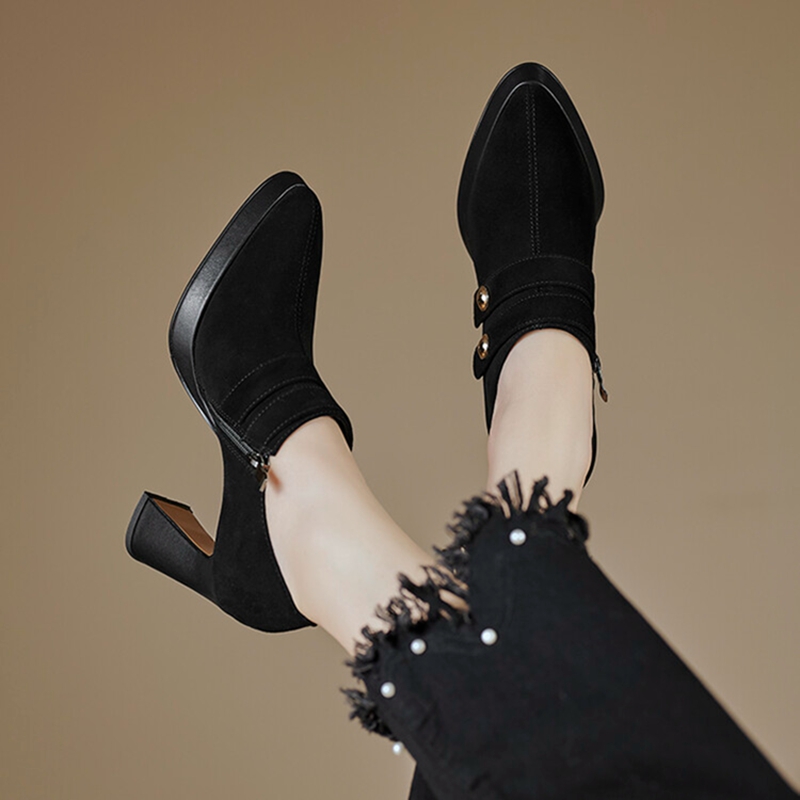 Spring NEW Sheep Suede Leather New for Pointed Toe Super Women Pumps Slip-on High Heel Shoes f7e0