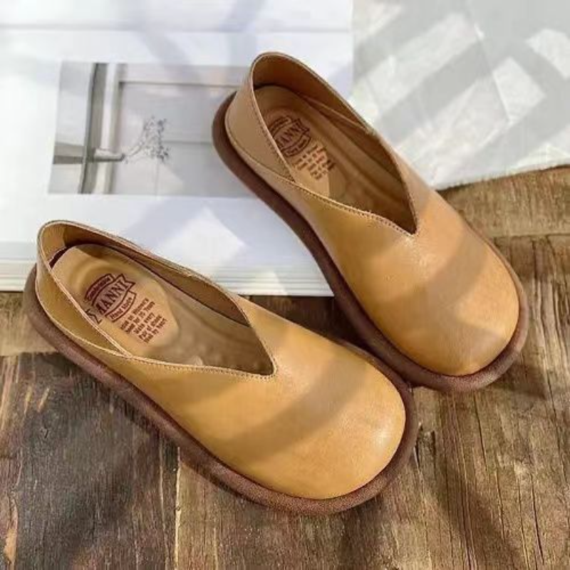 Shoes for Women 2024 Round Toe Normal Leather Casual Ladies Summer Footwear Flats Flat 39 Fashion Stylish Quick Delivery Young E