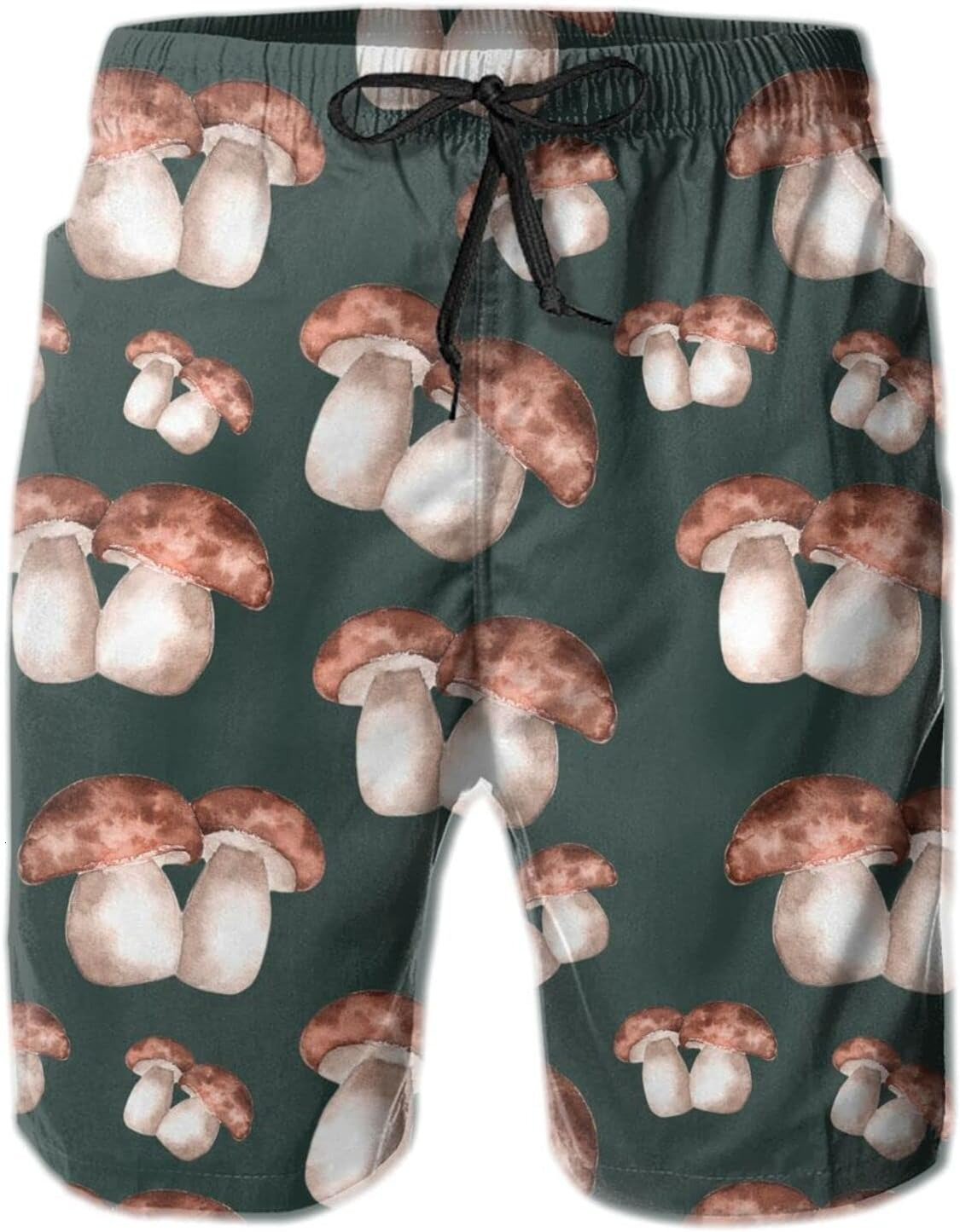 Mens Shorts 3D Printing Pattern Porcini Mushroom Swim Trunks Quick Dry Print Beach Board Swimwear