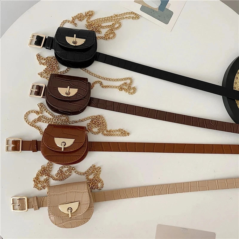 Fashion Saddle Waist Bags Female Chain Fanny Pack For Womens Pu Small Woman Purses 240830Z