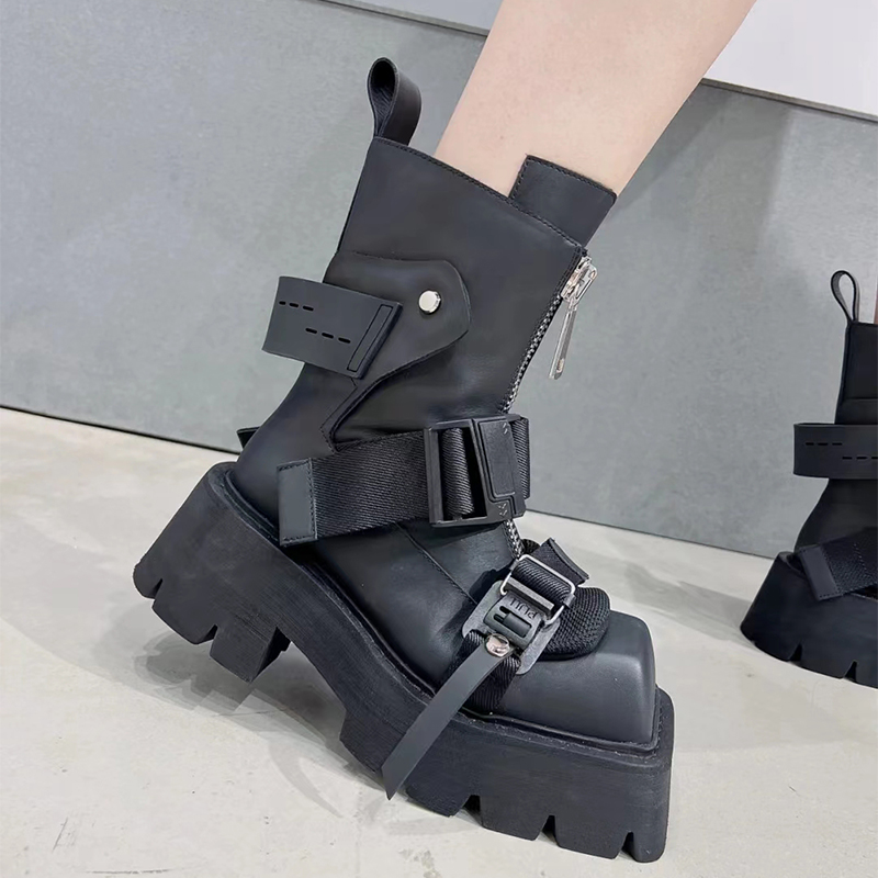 Short Autumn Women Botines Woman Fashion Thick Sole Flats Heels Ankle Booties Slip On Ladies Winter botas femininas 12f4