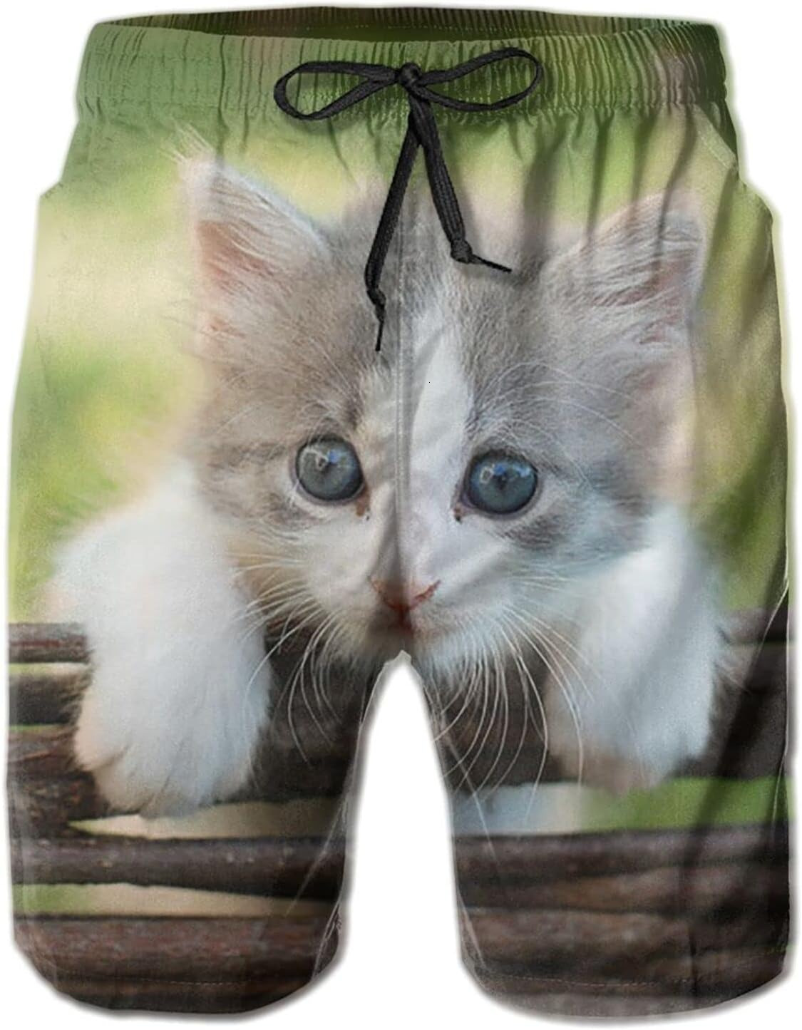 Mens Shorts 3D Printing Pattern Baby Kitten Swim Trunks Quick Dry Fashion Beach Board Swimwear