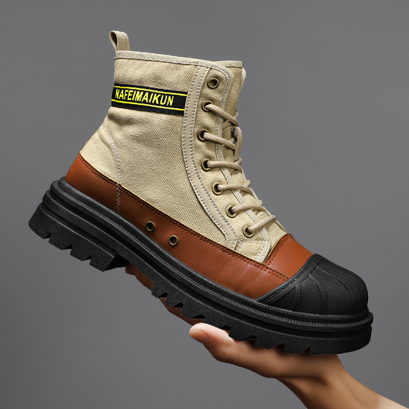 Men CYYTL Boots Canvas Shoes Winter Casual Designer Ankle Platform Motorcycle Tactical Cowboy Combat Work Safety 3033