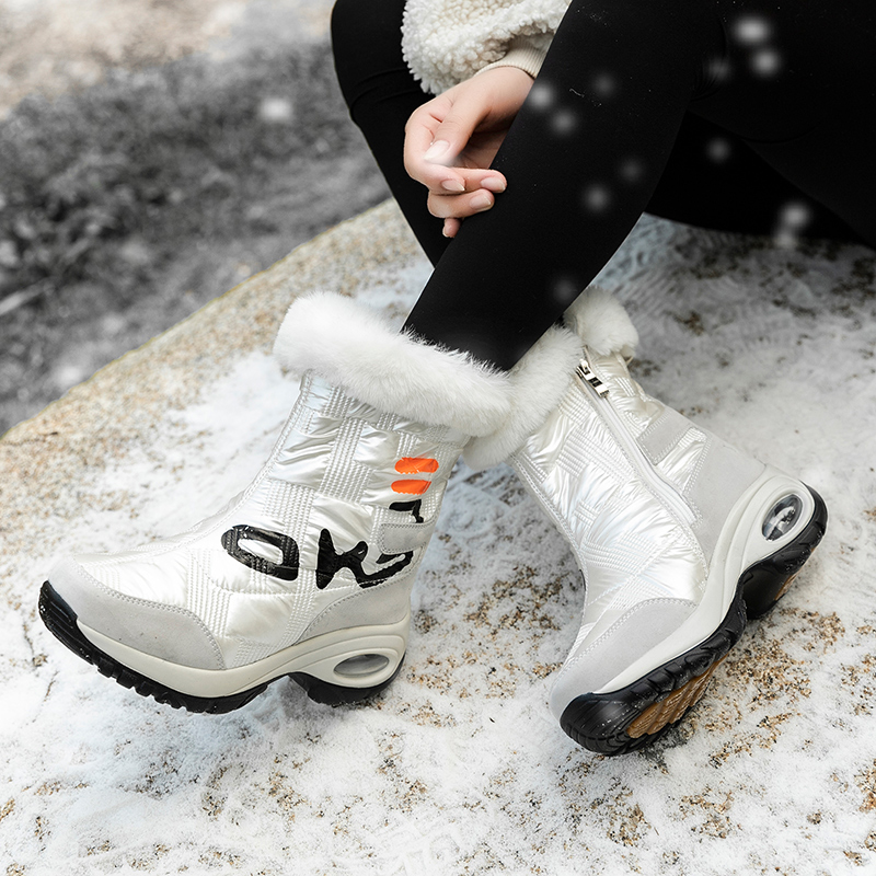 Shoes Winter Thigh High Leather 2021 Fashion Women Booties Mid-Calf Platform Comfortable Ladies Boots Keep Warm 7056