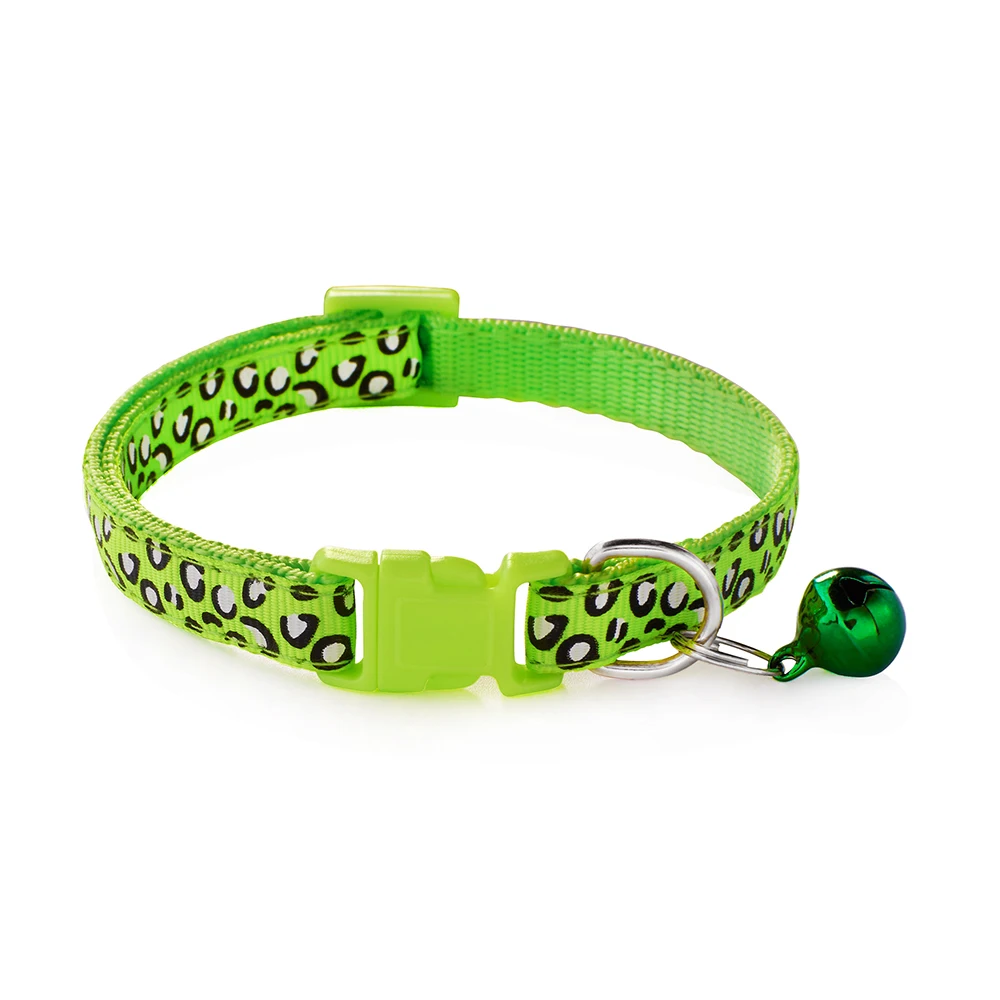 Leopard Print Pet Collar, Adjustable cat Collar with Bells To Prevent Loss Fashion dog Collar for Cats and Puppies Accessories
