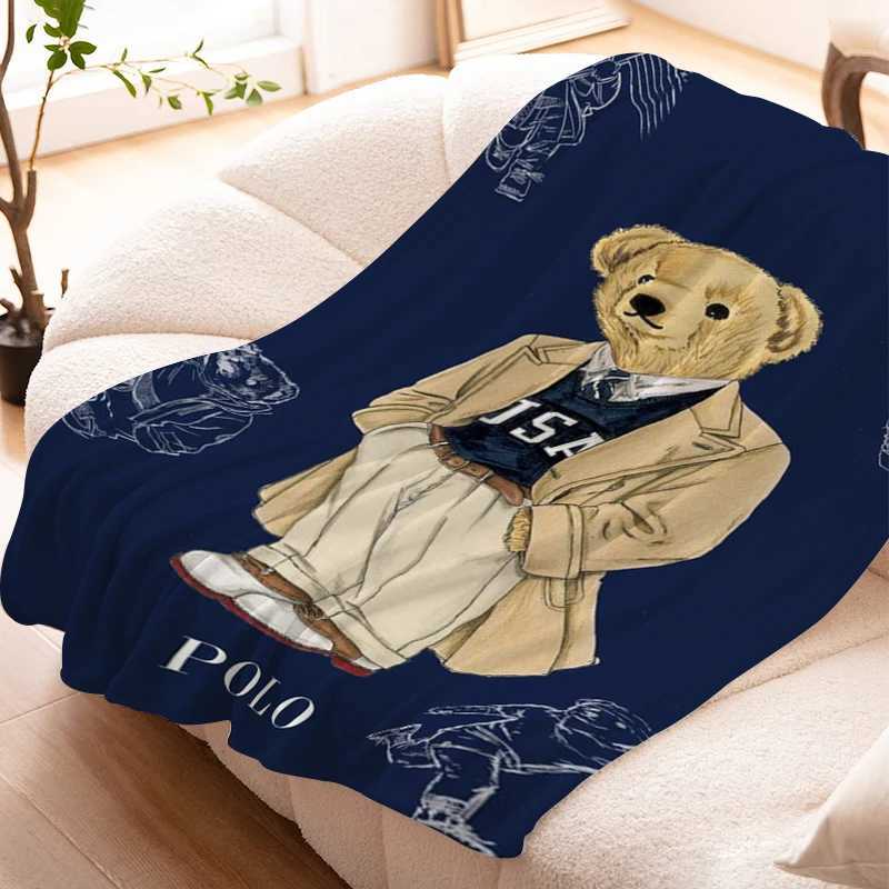 Carpets Blankets Digital printing nap blanket B-Polos bear warm bed wool camping fluffy soft blanket winter ultra-fine fiber bedding R250322