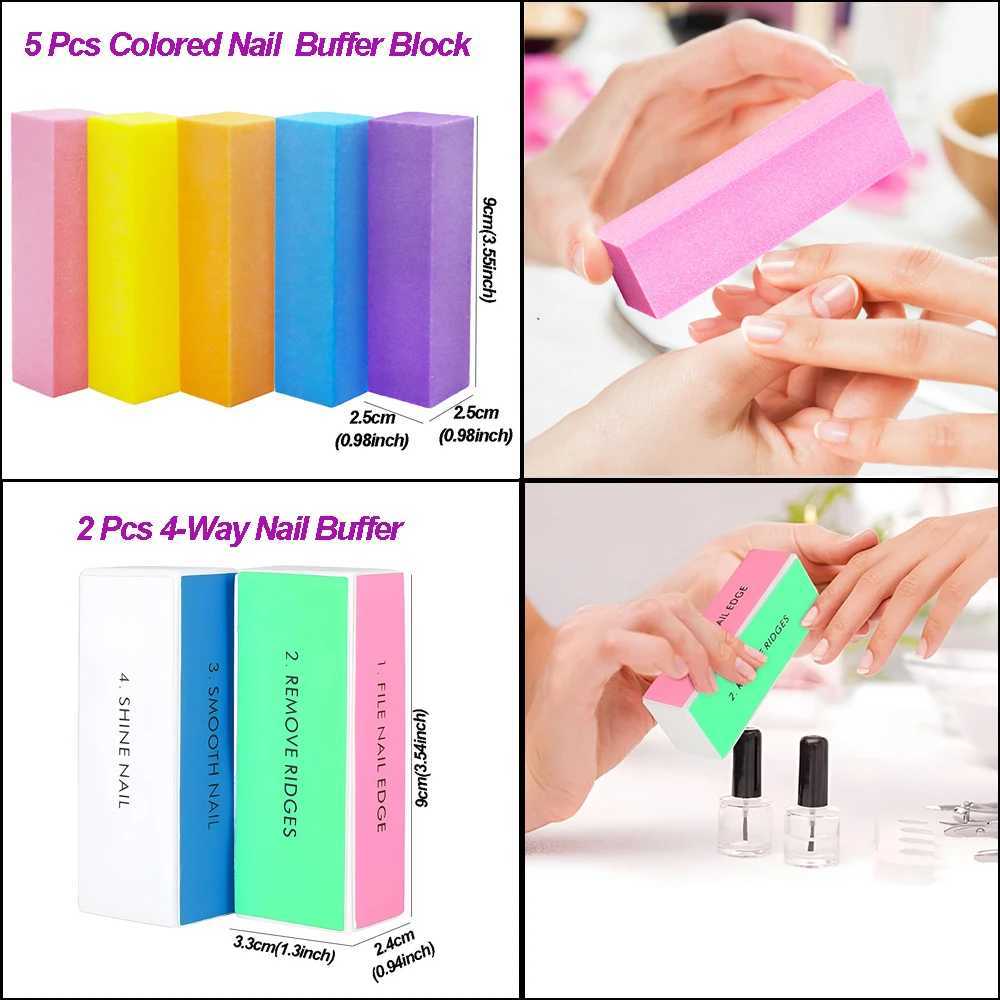 18 pieces/set of professional nail files and buffer zone set manual brush block nail buffer zone set Emery board polishing strip file equipment W24082