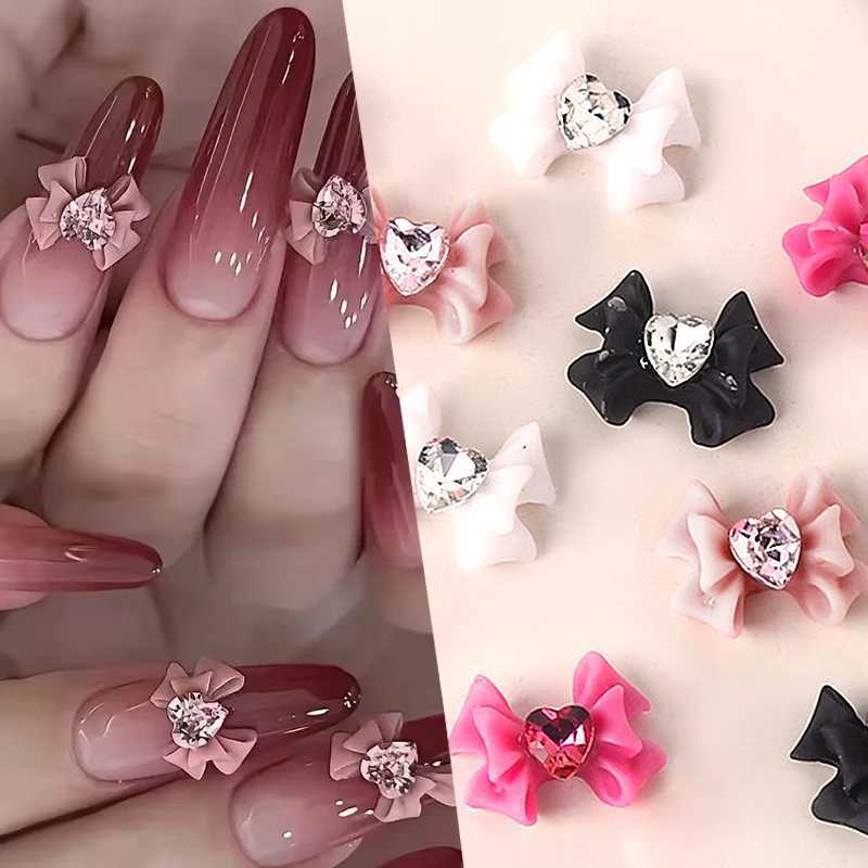 10Pcs 5Pcs Retro Simple Tie 3D Nail Charm Bow Ribbon Resin Love Diamond Crystal Nail Art Decoration W240829