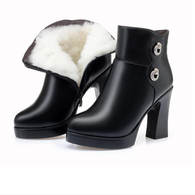 AIYUQI 2024 Latest Women Winter Boots Winter High Heel Ankle Boots Women Warm Wool Platform Women's Fashion Boots Shoes