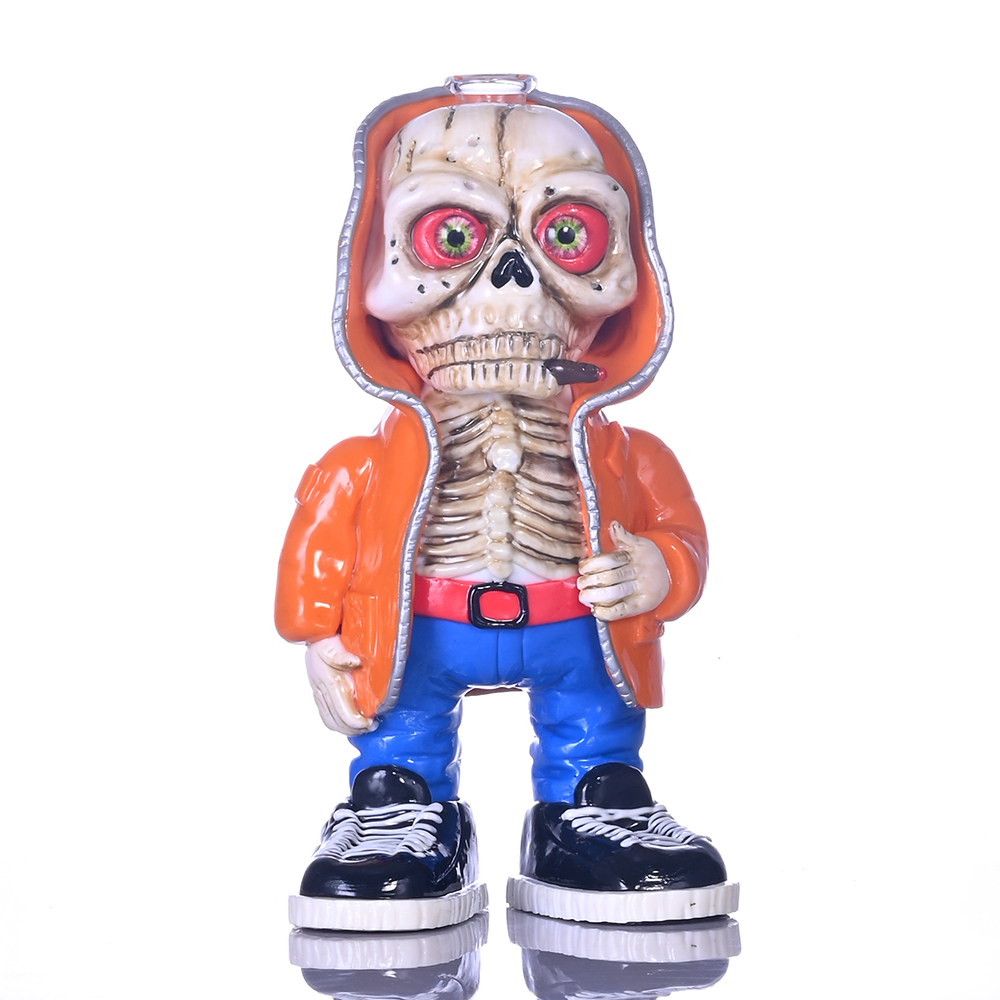 Colored Polymer Clay Glass Pipe,3D Cute Skeleton Boy,Borosilicate Glass Bong,Glass Hookah,Glass Water Pipe,Handmade Crafts,Holiday Gifts,Smoking Acces