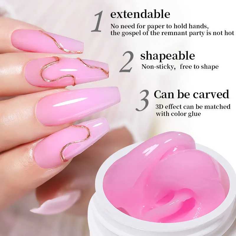 LILYCUTE 8ML rodless manual extension hard gel nail polish for DIY 3D carved pattern nail art shape solid gel varnish W240829