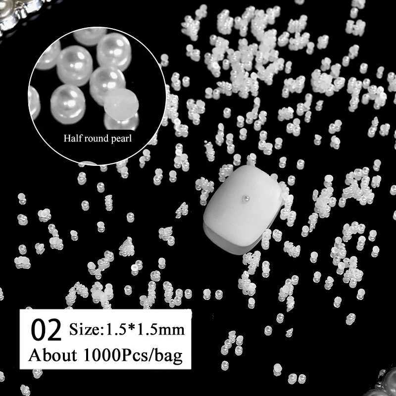 1 bag of shimmering crystal nail art Rhinestone white pearl semi-circular mixed size beige flat back pearl DIY handmade accessory W240829