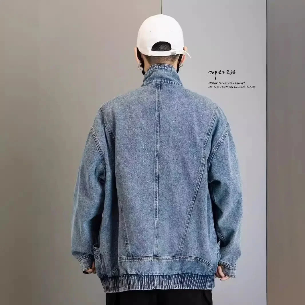 Trendy Vintage Distressed Denim Jacket Unisex Loose Fit Casual Versatile Streetwear For Men Women 240829