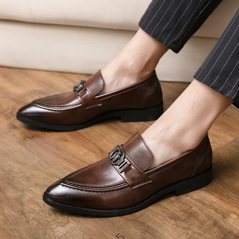 Leather Italian Hot Men Casual Men's Autumn Dress Shoes For Mens Brown Moccasins Business Pointed Bussiness 's