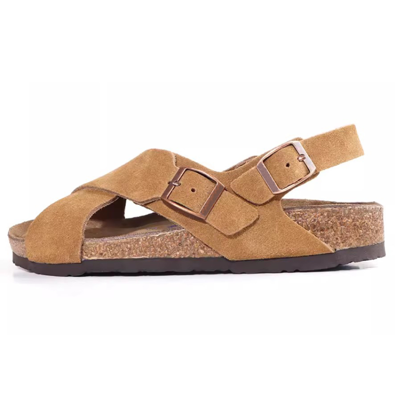 Fashion Women's Suede Mules Slippers Women Clogs Cork Insole Sandals with Arch Support Outdoor Beach Slides Summer Women Shoes
