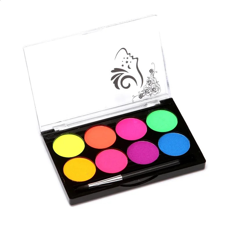 8 colors body art painting UV luminous fluorescence Christmas party fancy dress beauty and makeup tools 240829