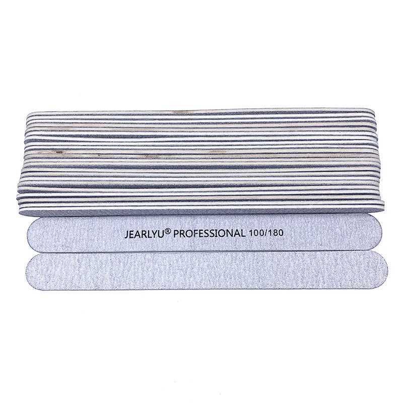 10 pieces/batch of grey wood nail files sanding and polishing professional accessories 100/180 grit lime A Ongle Manicure foot therapy washable art to