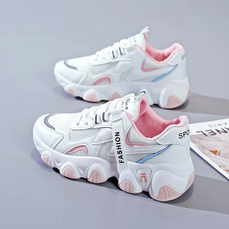 Women Vulcanize Shoes Platform Casual Sneakers Shoe Flats Mesh Breathable Running Shoes Spring Autumn Chunky Sports Tenis Shoes