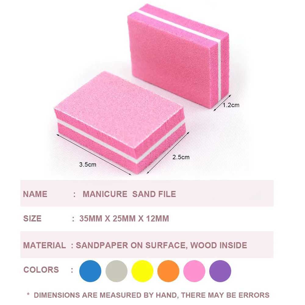 Limegirl 10/25/50 double-sided mini nail file block color sponge nail polish buffer strip hand tool W240829