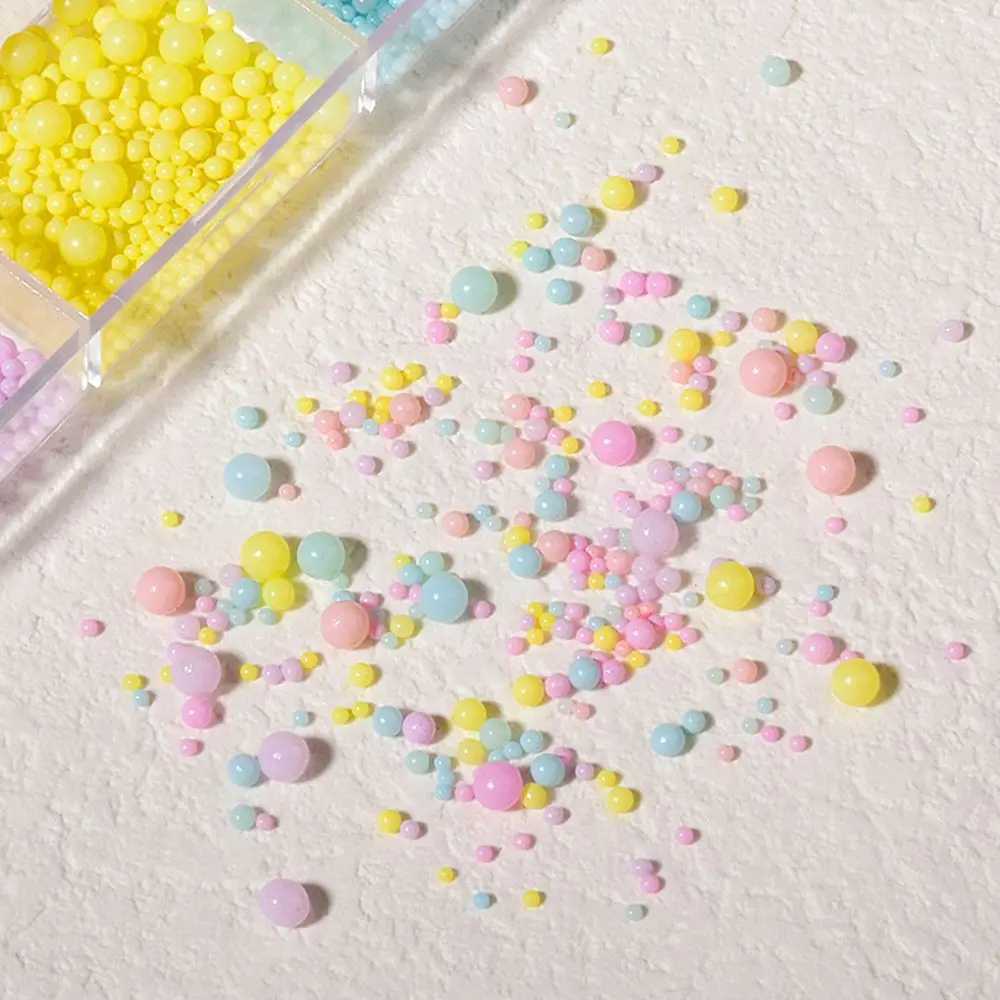 Macarone color foam ball round crystal bead 3D mixed size candy color resin acrylic bubble ball DIY nail art Rhinestone W240829