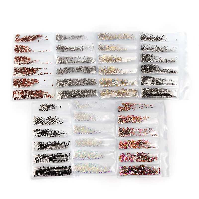 Mixed size SS3-SS10 1440PCS nail art Rhinestone crystal color flat back without repair stone diamonds for 3D nail decoration W240829