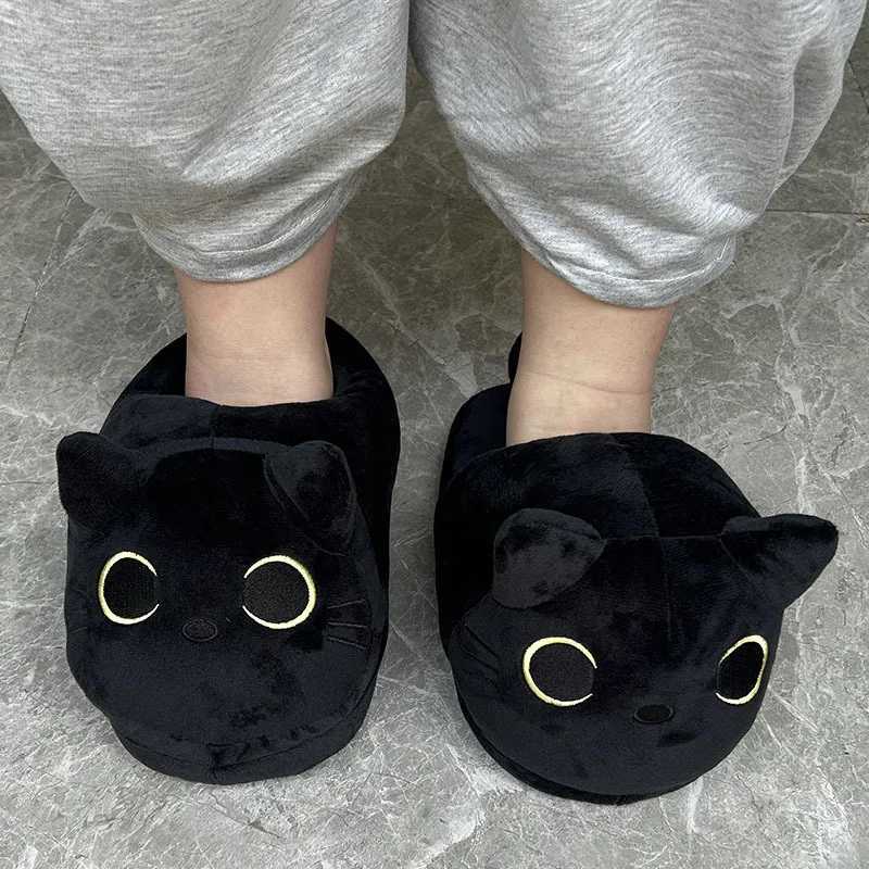 Cartoon full set of cat slides warm winter slides soft plush dolls cute indoor anime bedroom shoes for female families to use CL240830