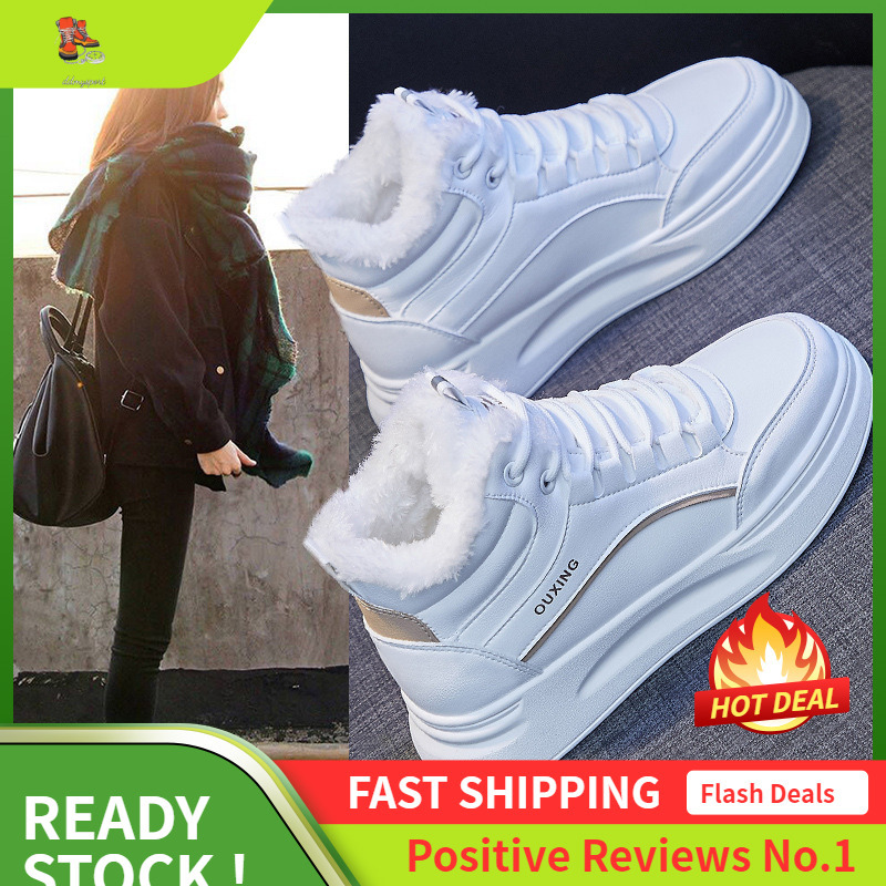 Ddmysports Ins Plus Velvet Igh Top White Winter Korean Edition Versatile Student Board Warm Casual Shoes For Women S OUTDOOR