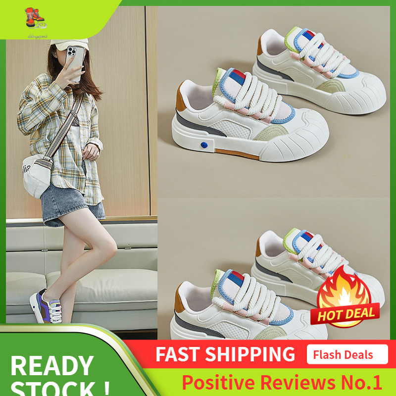 Ddmysports Spring Little White New Korean Edition Instagram Female Student Thick Sole Increase Sports Casual Board Shoes Trendy E OUTDOOR
