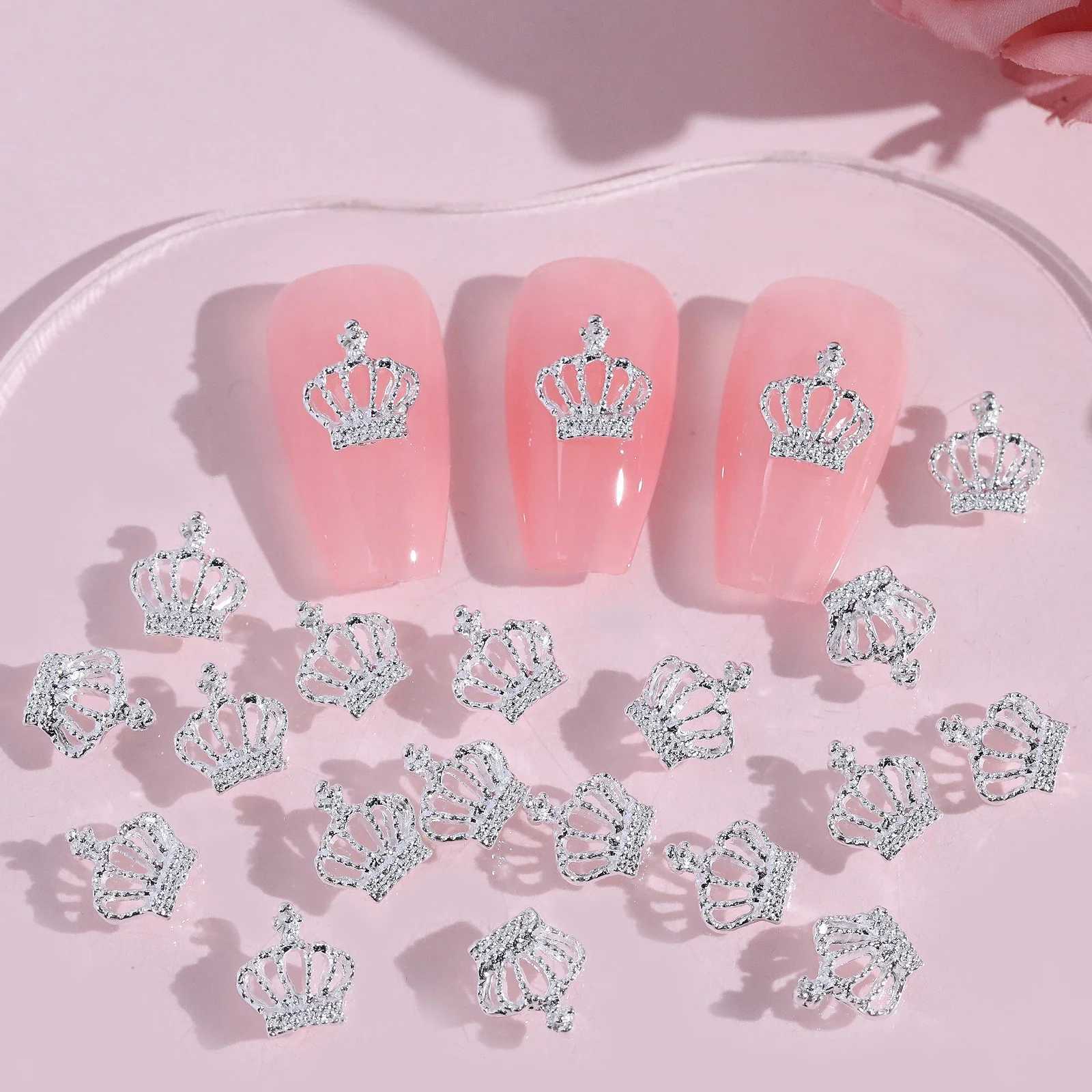 20 Crown Design Nail Charm with Rhinestone Nail Art Accessories DIY Nail Art Supplies Suitable for Women and Girls to Decorate W240829