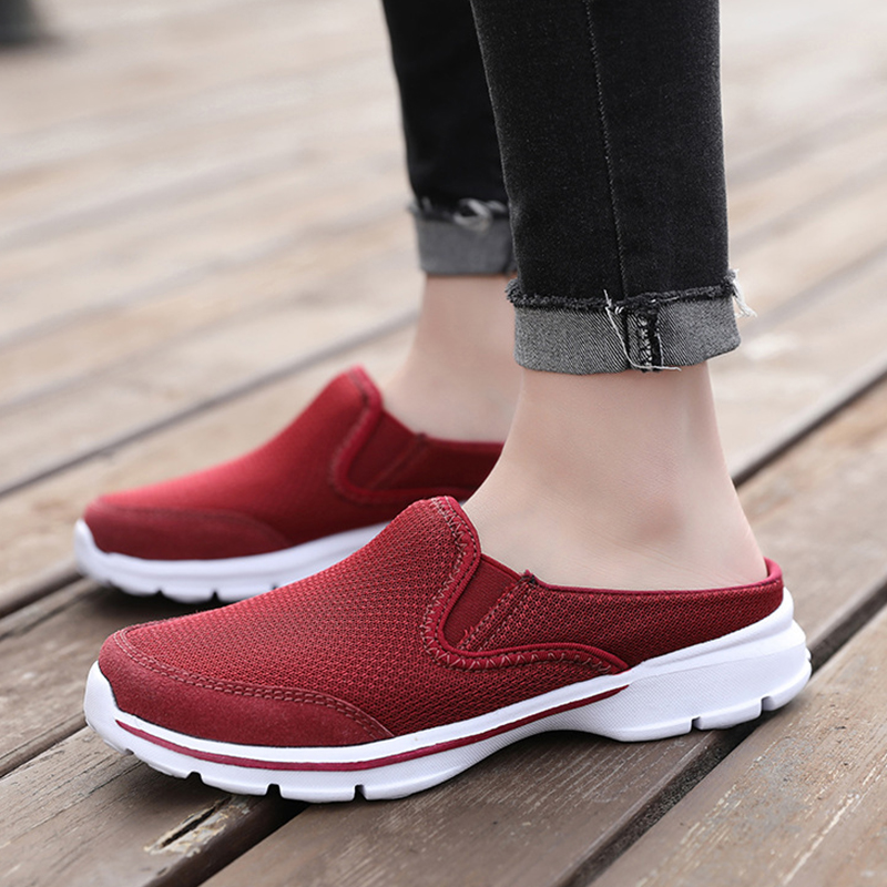 2025 NEW Women s Men s Half Fashion Casual Mesh Convenient and Simple Flat Bottom Summer Couple Shoes Large Street Slippers