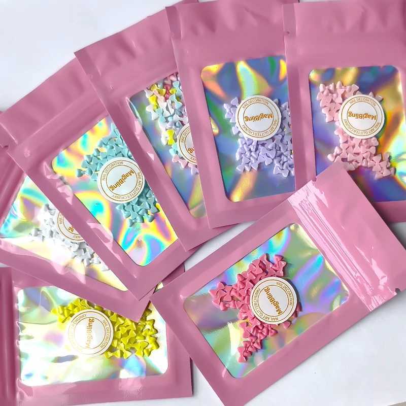 50 pieces/bag Kawaii mini ribbon bow nail decoration cute Macaron bow design nail charm professional handmade accessories W240829