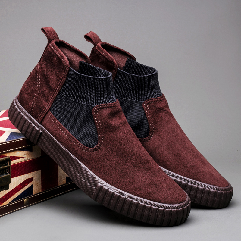 Men Suede Boot Shoes Spring Fashion Casual Men Ankle Chelsea Boots Male Shoes Suede Leather Slip On Motorcycle Man Boot SS9866
