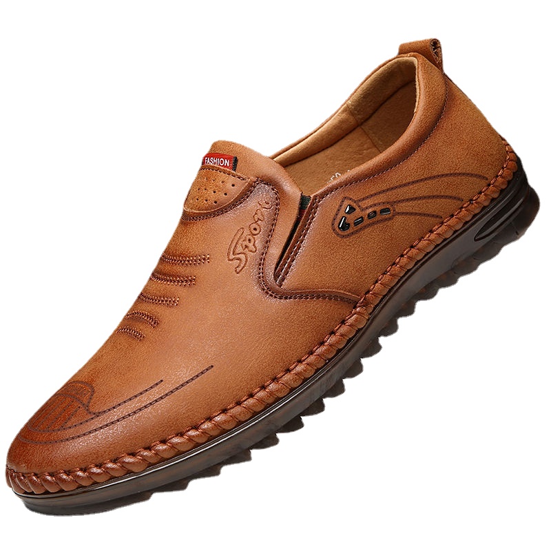 Men Casual Shoes Leather Shoes Luxury Loafers Men Non-slip Soft Soled Breathable Leather Shoe Slip on Driving Shoes Big Size 45