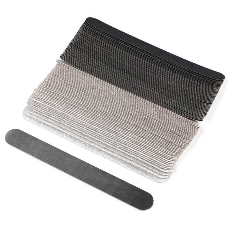 13.5 * 1.6CM replaceable nail art files 100/180/240 50 pieces mini self-adhesive sandpaper pad metal handle straight rod W240829