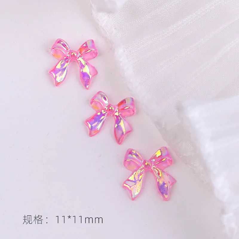 100 Aurora Bow Nail Art Accessories Fantasy Colors AB Resin Ribbon Immortal French Ballet Princess Acrylic Decorative Charm W240829