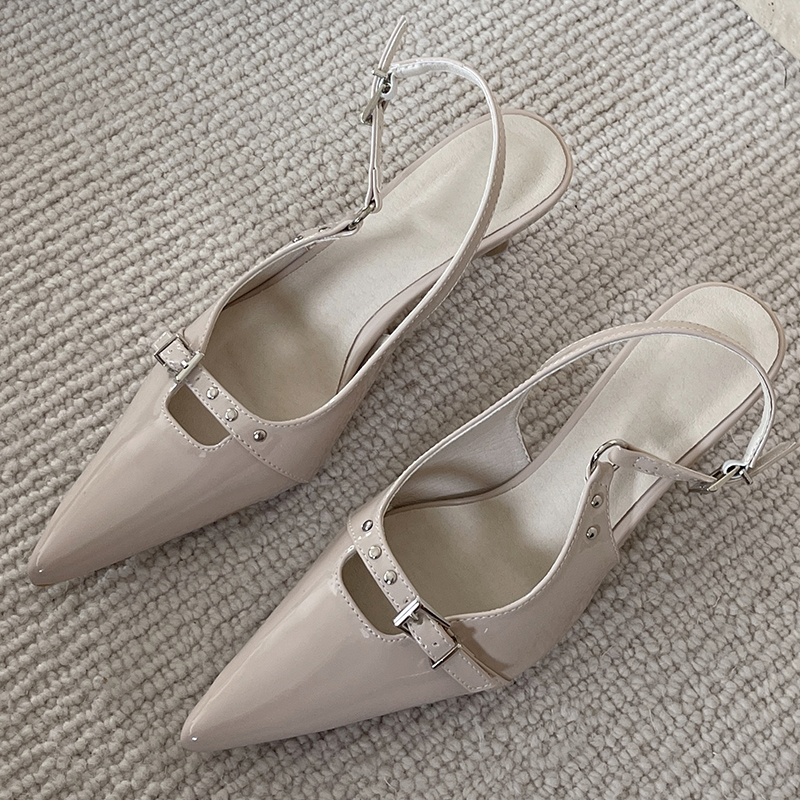Pointed Toe Heels Shoes Luxury Women Footwear Shallow Fashion Buckle Ladies High Heels Shoes Female Slides Sandals