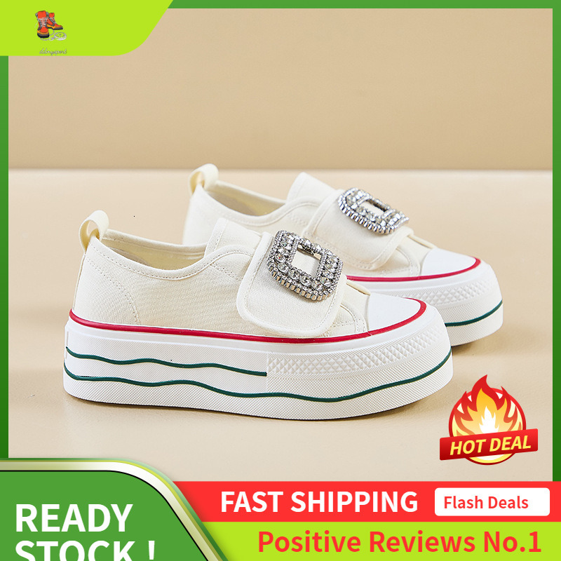 Ddmysports Autumn Canvas New Korean Edition Ins White Shoes Female Students Thick Bottom Eight Increase Leisure Street Shot BR OUTDOOR