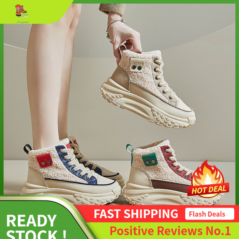 Ddmysports Winter Plush Igh Top White Shoes New Korean Edition Ins Female Students Eight Increase Exercise Warm Leisure K OUTDOOR