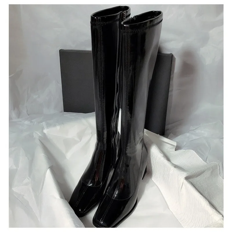 Winter Heel Knee Boots Women Fashion Square Toe Long Knight Bootties Ladies High Quality Shoes